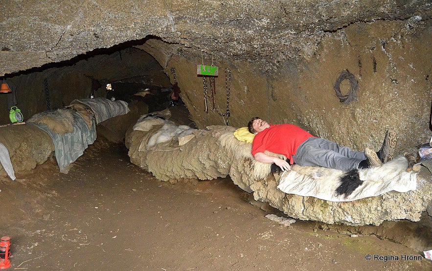 Inside Jólasveinahellirinn - the Cave of the Yule Lads in Dimmuborgir North-Iceland