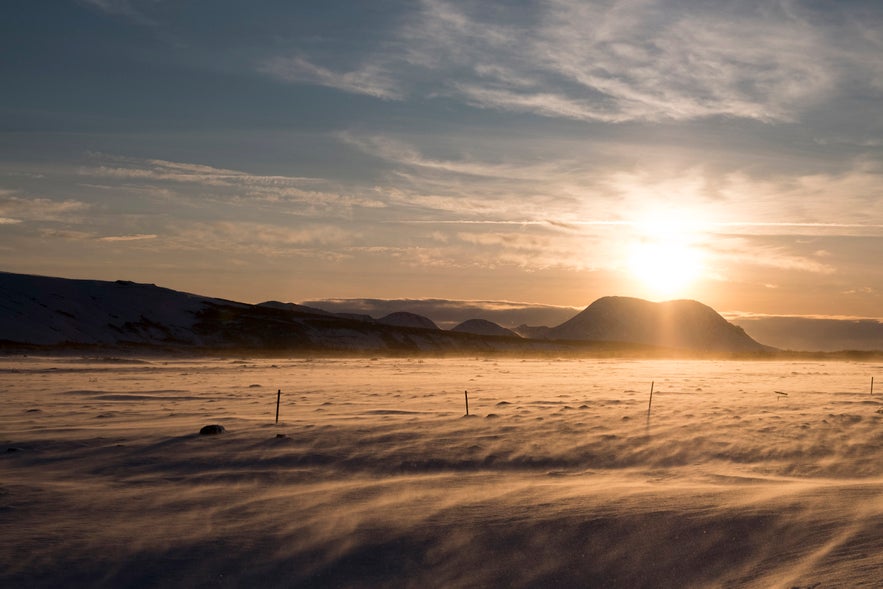 Winterlandschaft nahe dem Vulkan Hekla