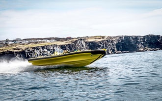 Naturskjønn 2-timers båttur med RIB på Vestmannsøyene med transport fra havnen på Heimaey
