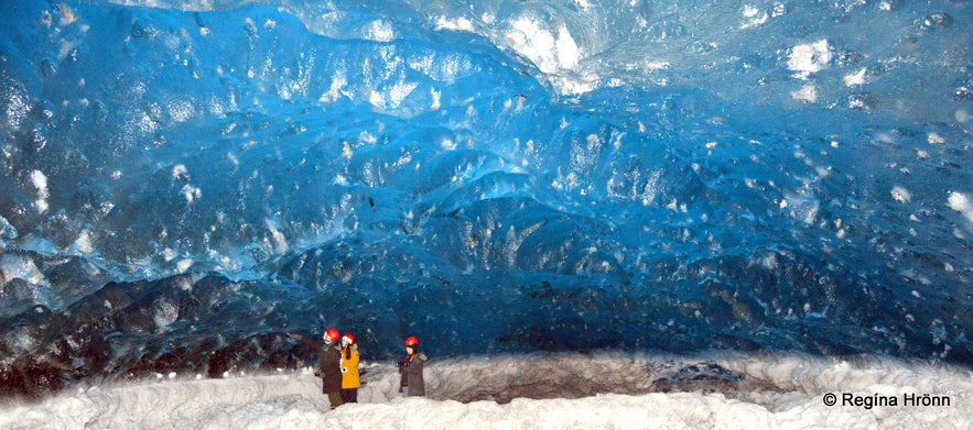 Inside the Breiðamerkurjökull ice cave in South-Iceland