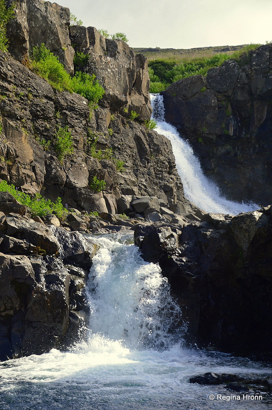 Kvíafoss waterfall in Fitjaá river