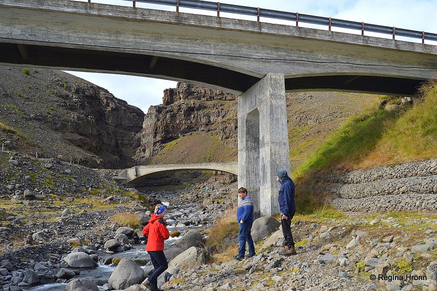 Kotagil Gorge in North-Iceland and the bridges