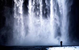 The mighty Skogafoss waterfall is one of the most dramatic in Iceland.