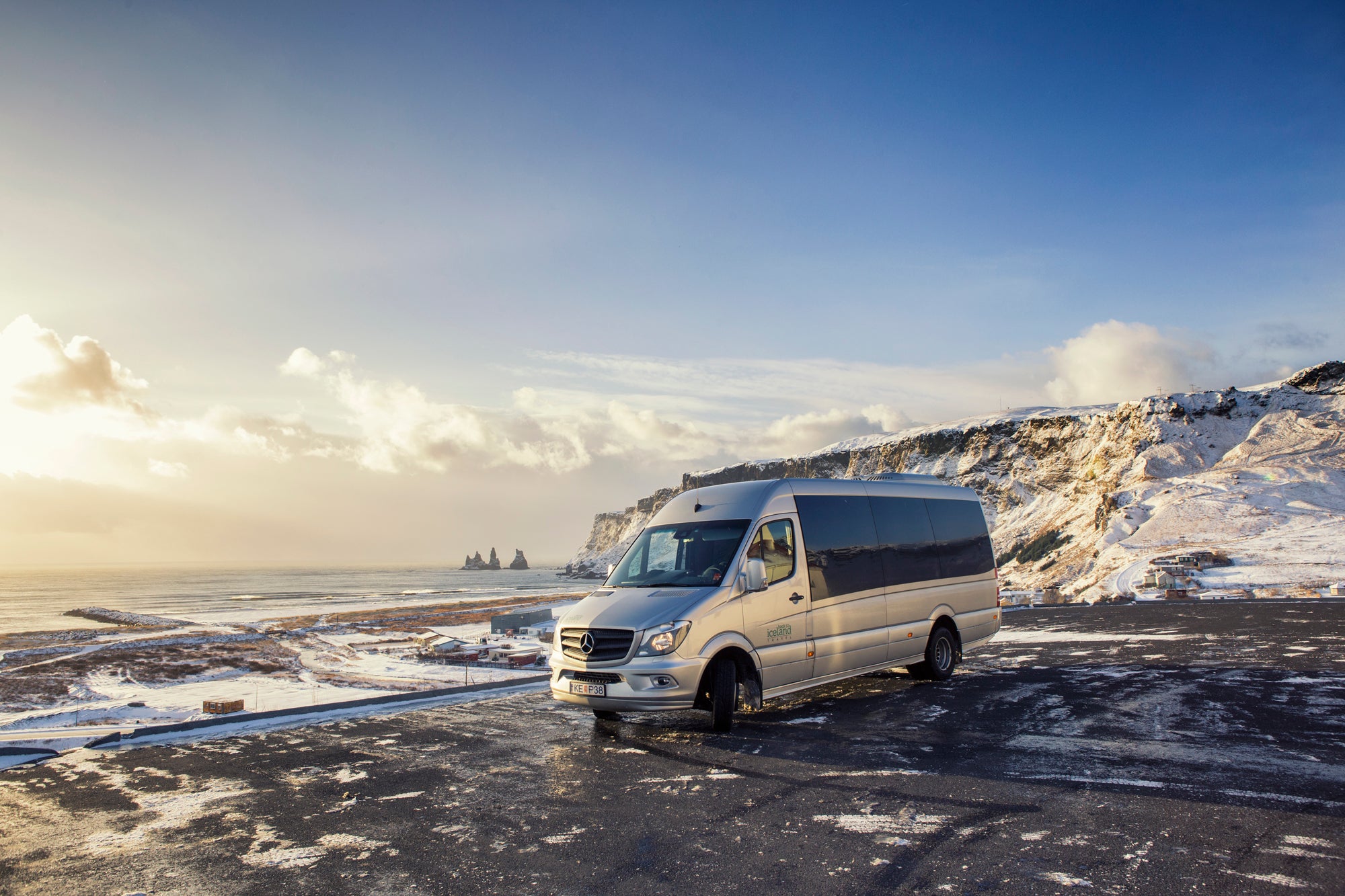 Discover Iceland's gorgeous South Coast in the wintertime from the comfort of a Sprinter minivan.