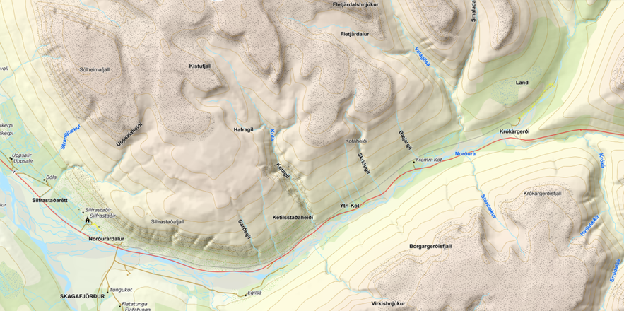 A map of Kotagil and the surrounding area