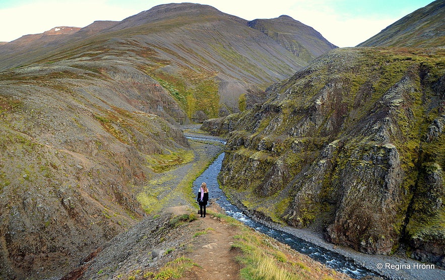 Króká river and the gorge opposite the road from Kotagil gorge on Holtavörðuheiði heath 