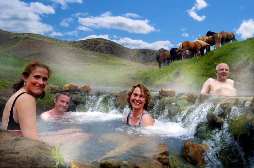 Bathe in the warm river of Reykjadalur Valley.