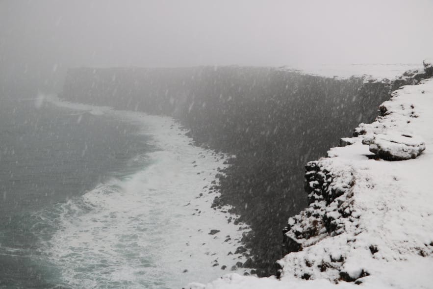 Krýsuvíkurbjarg in winter.