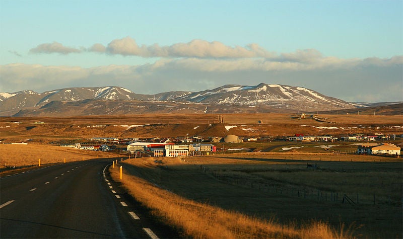 Blönduós is a town in north Iceland, pictured in winter.