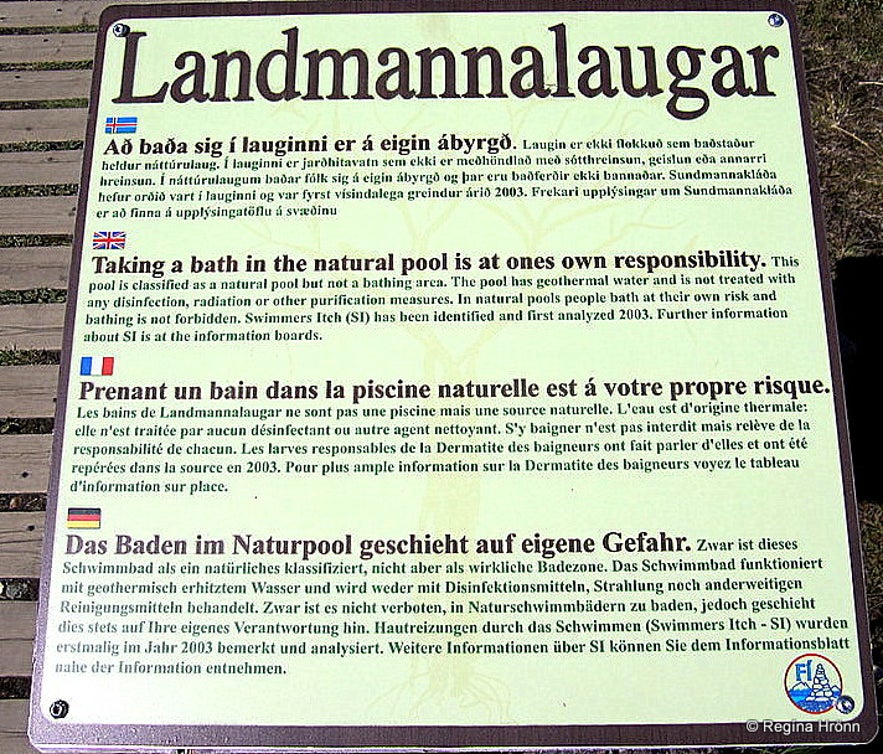 The information warning sign in Landmannalaugar