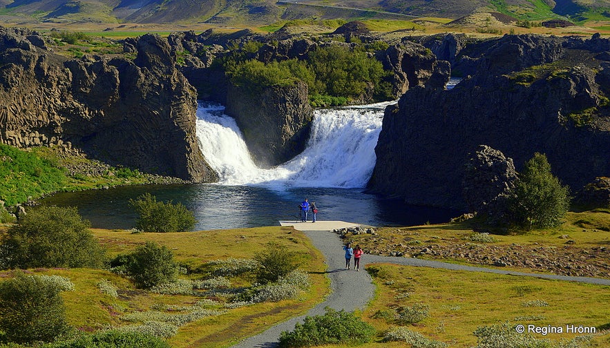 Hjálparfoss waterfall in south Iceland Hjálparfoss waterfall in south Iceland