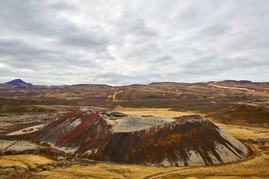 Grabrok volcanic crater in West Iceland.