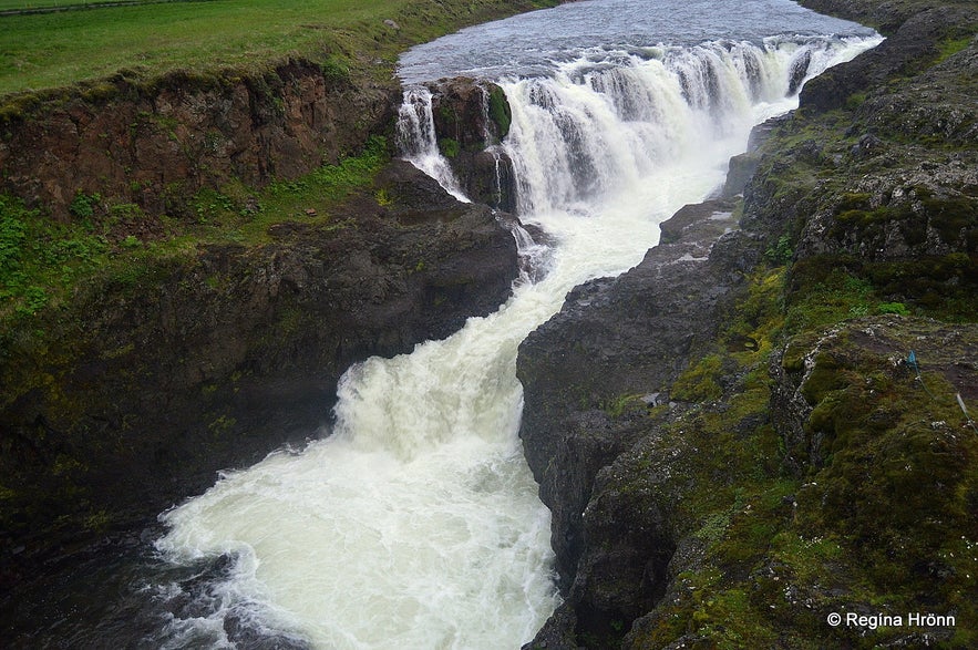 Kolufossar waterfalls in Kolugljufur canyon.