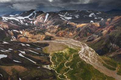 Veiðivötn est une série de lacs situés dans les Hautes Terres d'Islande.