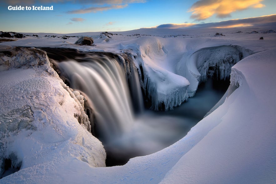 Located in the north highlands, Hrafnabjargafoss is hard to access in winter.