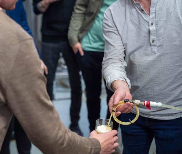 The tour includes a beer-tasting portion.