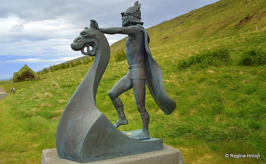 A statue of Leif the Lucky at Eiriksstadir.