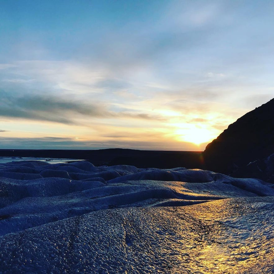 sunset at glacier skaftafell