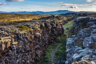 Almannagjá gorge in Þingvellir national parliament park is a rift between the two continental plates.