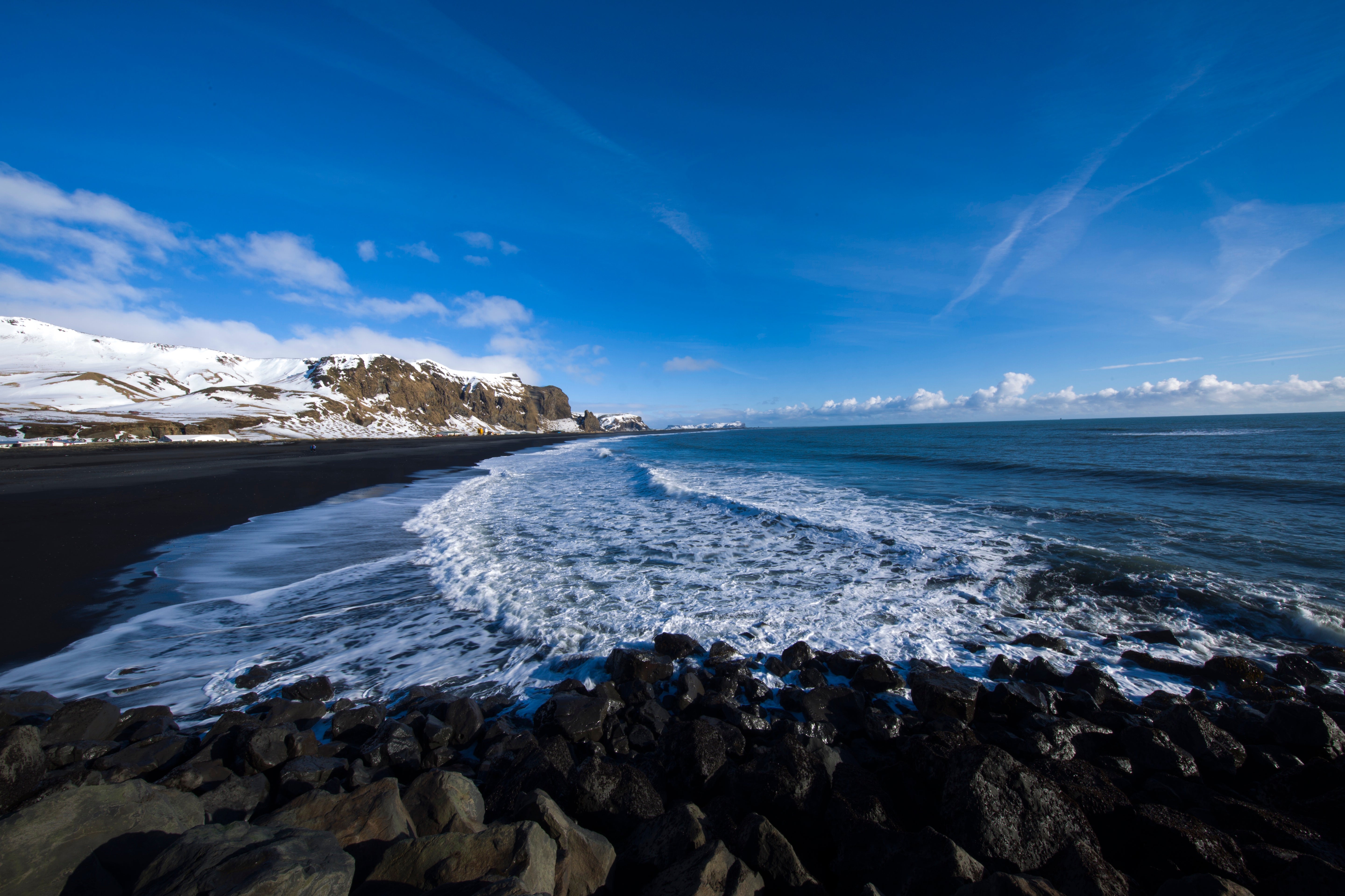 Reynisfjara black sand beach on the South Coast of Iceland.