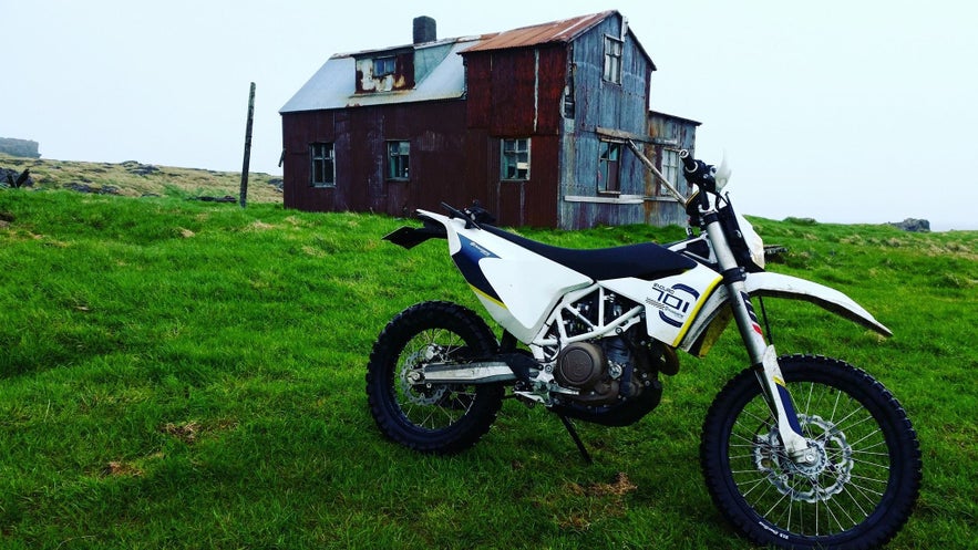 A dirt bike in the Westfjords of Iceland.