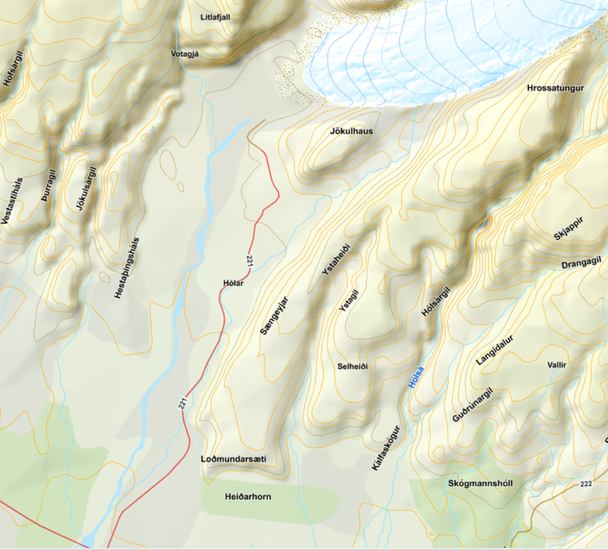 Map from Landmælingar Íslands - the National Land Survey of Iceland 