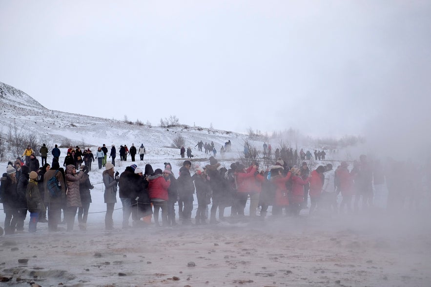 Andrang am Geysir