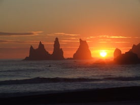 The Reynisdrangar sea stacks are beautiful at dawn and dusk.
