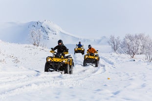 登上全地形车，在雷克雅未克郊外的雪地上驰骋。