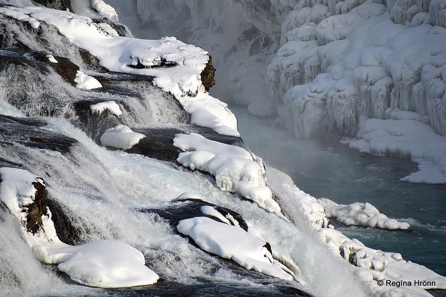 The Lady in Gullfoss in the wintertime