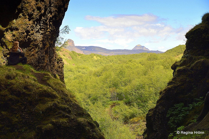 Regína at Sönghellir Singing Cave in Þórsmörk South-Iceland