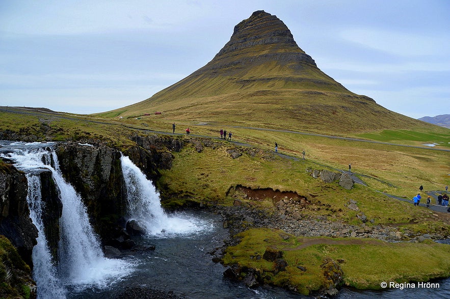 Mt. Kirkjufell and Kirkjufellsfoss waterfall West-Iceland