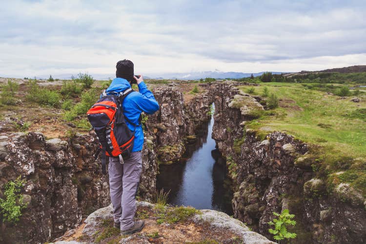 Observe the earth's power at Þingvellir National Park where you can see the evidence of the Eurasian and North American plate pull apart.