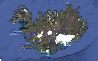 A map showing the route for this week-long northern lights winter adventure.