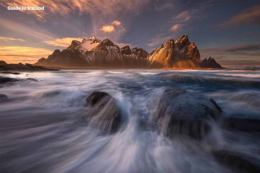 The dark and ominous Vestrahorn Mountain is sometimes nick-named the Batman Mountain