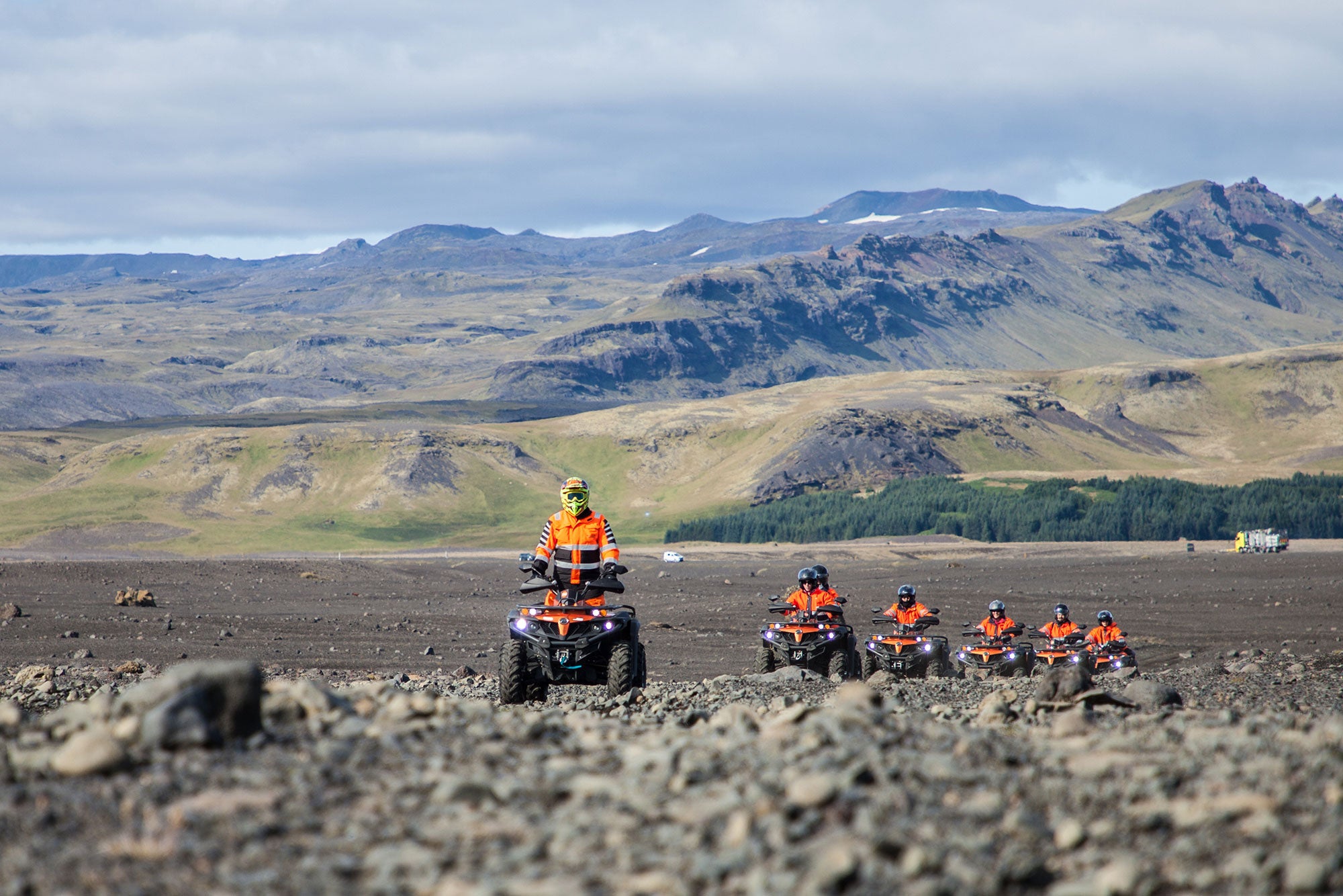 Solheimasandur plains in the South Coast is surrounded by mountains and a glacier.