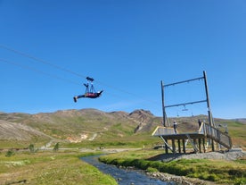 The Mega Zipline Superman Ride lets you soar like a falcon.