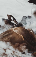 A path winds over a mountain in the geothermal Kerlingarfjoll Nature Reserve.
