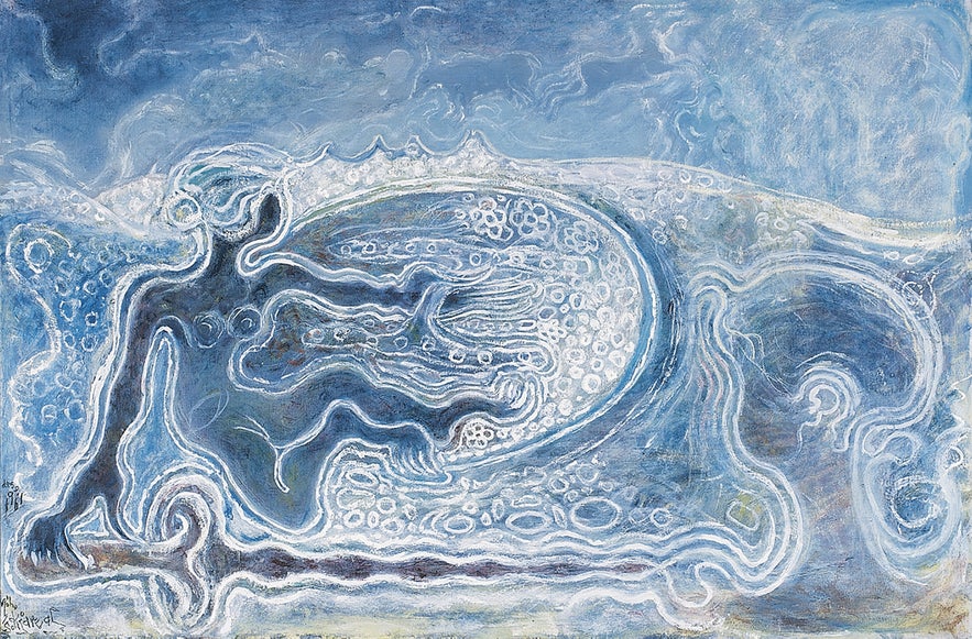 冰岛著名画家Kjarval以冰岛民间传说为灵感创作的化作