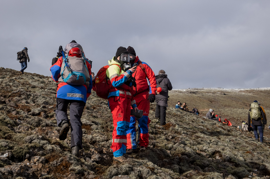 Rescue team monitoring Fagradalsfjall eruption site