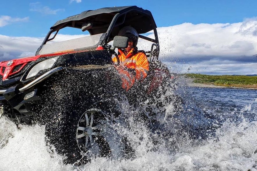 Splashing through pruddles and rivers is part of the fun of driving a buggy.