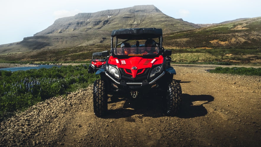 The author is excited to get going on a buggy tour close to Mount Esja, Reykjavík.