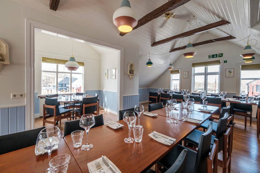 Dining at Narfeyrarstofa provides beautiful views of Breidafjordur Bay.