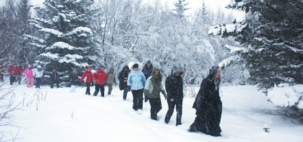 The New Year celebration tour also takes you to the town of Hafnarfjordur, which is known for its population of elves.