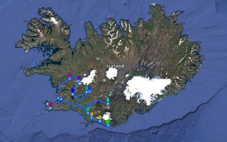 Carte de l'itinéraire de votre road trip en Islande.