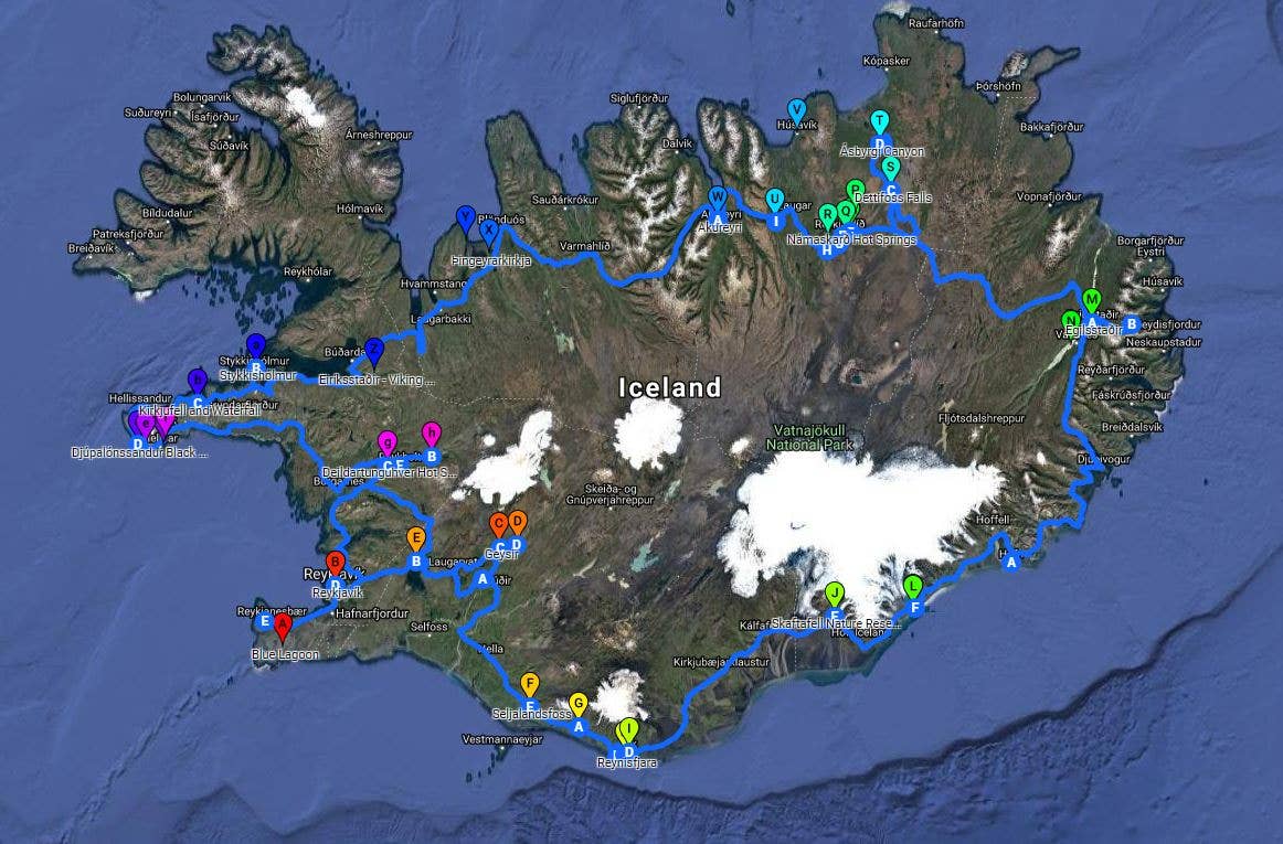 Mapa przystanków na 8-dniowej samodzielnej wycieczce po lokacjach z „Gry o tron”.