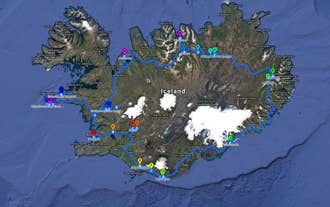 Une carte montrant l'itinéraire de ce séjour hivernal de deux semaines en Islande.