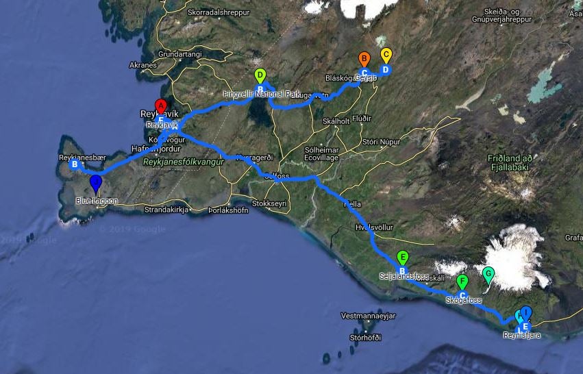 Itinéraire de 5 jours de vacances en famille vers le Cercle d'Or, la Côte Sud et Reykjavik en été