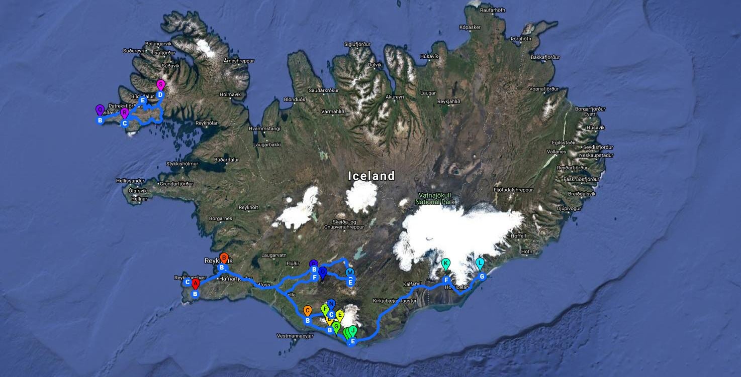 på denne 8-dages sommerpakke vil du se det klassiske syd, de fjerntliggende Vestfjorde og Islands uberørte højland.