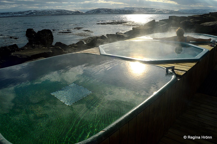 The hot tubs by the sea in Drangsnes Westfjords